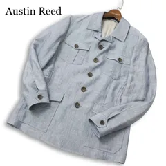 Austin Reed オースチンリード 春夏 麻★ リネン シャンブレー サファリ ワーク ジャケット 日本製 Sz.S メンズのサムネイル