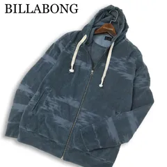 BILLABONG ビラボン 通年 ネイティブ総柄★ パイル生地 フルジップ パーカー Sz.M メンズ グレー