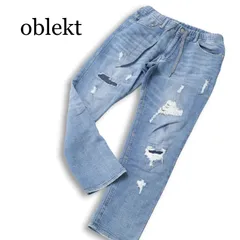 oblekt オブレクト ダメージ&リペア加工★ ストレッチ イージー ジョガー スウェット デニム パンツ ジーンズ Sz.S メンズのサムネイル