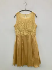 aimer anche ドレス 9AR イエロー レース 刺繍 袖なし ショート・ミニ丈 フレア プリーツ