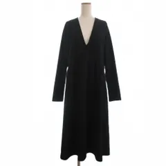 ザラウーマン ZARA WOMAN Vネック ギャザー ロング ワンピース ブラック L ■GY56