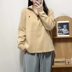 正規品 ポロ ベージュ / グリーン ポニー ハーフジップ ニット M