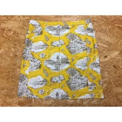 【中古】[印象AB] GLOBAL WORK グローバルワーク レディース Mサイズ 黄色×茶×白 綿100% ミニスカート 裏地無し 後ろにファスナー イラスト リゾートのサムネイル