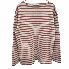 【中古】[印象AB] JOURNAL STANDARD relume ジャーナルスタンダードレリューム Tシャツ メンズ L ブラウン 茶×杢グレー 綿100% 若干厚手 ボーダー ボートネック 裾スリット 長袖のサムネイル