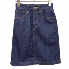 古着 マウジー MOUSSY Aライン デニムスカート ひざ丈 無地 裏地無し ジップフライ ボトムス 綿100% コットン100% 0 ブルー 青 レディース