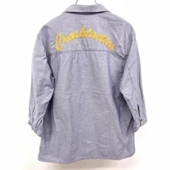 【中古】[印象AB] SHIPS JET BLUE シップス ジェットブルー オープンカラーシャツ メンズ M ネイビー 紺 綿100% フレンチフロント ボックスカット 両面刺繍 英字 文字 7分袖 両胸ポケットのサムネイル