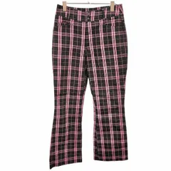 【中古】[印象AB] TIGORA ティゴラ フレアパンツ レディース 7号 S ピンク ピンク×黒 綿×ポリ ゴルフ ブーツカット チェック ジップフライのサムネイル
