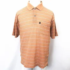 【中古】[印象B] MR. JUNKO ミスタージュンコ メンズ 男性 M ブラウン 茶色 綿100% 若干薄手 ポロシャツ カットソー 鹿の子 ボーダー 半袖 日本製のサムネイル