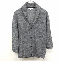 古着 BEAUTY＆YOUTH UNITED ARROWS ショールカラー ニット ボタン留め カーディガン 7分袖 麻100% M メランジ ネイビー レディース 女性
