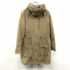 【中古】[印象A] any FAM エニィファム コート レディース [B84-88/H91-95/T158-164] ベージュカーキ ポリ×ナイロン ファー脱着可 ファーの素材はチャイニーズラクーン フライフロント ドットボタン×ジップ留め ハイネックフードのサムネイル