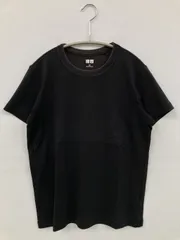 UNIQLO ユニクロ Tシャツ/カットソー M ブラック 無地 半袖 ミドル丈 クルーネック(丸首)