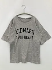Tシャツ/カットソー グレー 前面プリント ミドル丈 半袖 クルーネック(丸首)