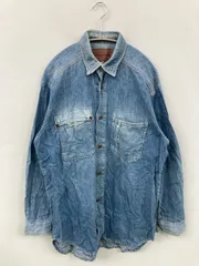 シャツ/ブラウス M ブルー デニム 無地 ミドル丈 長袖 レギュラーカラー