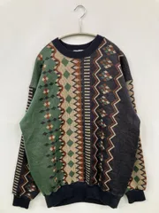 SIMPLE LIFE シンプルライフ ニット/セーター LL ブラック ウール・ニット クルーネック(丸首) 長袖 ミドル丈 その他総柄