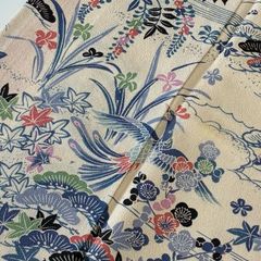 美品】正絹 単 小紋 蝶 夏の花模様 夏着物 - メルカリ