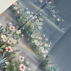 付下げ 金彩 裄68 上品な染め パールトーン加工 紋無し 正絹 着物 MK-6030