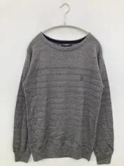 BLACK LABEL ブラックレーベル ニット/セーター 2 グレー クルーネック(丸首) 長袖 ミドル丈 ボーダー柄 ワンポイント ブランドロゴ