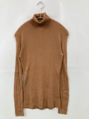 UNIQLO ユニクロ ニット/セーター L ブラウン ウール・ニット 無地 ミドル丈 袖なし 長袖 タートルネック/ハイネック