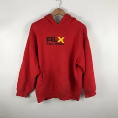 90s USA製 POLO SPORT RALPH LAUREN フーディー メンズ L レッド 3382202604020007