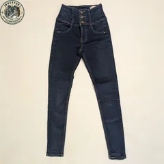 ISKO素材♡ヘザー 極上のびのび ハイウエスト スキニーデニム XS 濃紺