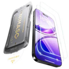 【数量限定】Pro/13 用 17e/16e/14/13 保護フィルム 強化ガラス 自動除塵 iPhone 気泡レス 貼り付け簡単 耐衝撃 ガラスフィルム 指紋防止 ガイド枠付き 2枚セット NIMASO いPhone 17e/16e/14/13プロ/13対応