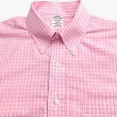 【16 1/2-35】Brooks Brothers（ブルックスブラザーズ）ポロカラーBD（ボタンダウン）シャツ チェック / Regent Fit / Non-Iron / American Supima Cotton 100% ポケット付 メンズL相当