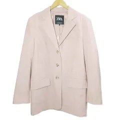 ザラ ZARA テーラードジャケット シングル 3B オーバーサイズ 総裏地 XS ピンク /X