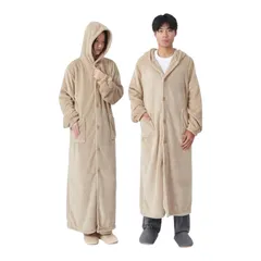  着る毛布 ユニセックス M-着丈110cm 暖かい 男女兼用 フランネル かい巻き ふわふわ ポケット付き ボタン付き リブ袖 フード付き 吸湿発熱 静電気防止 丸洗える ルームウェア 部屋着 あったか 春 秋 レディース メンズ【MY301】