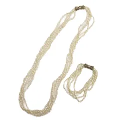 淡水パール 5連 ネックレス ブレスレット 2点セット