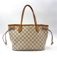 LOUIS VUITTON ネヴァーフルPM ダミエアズール ダミエアズール レザー×PVC ホワイト×ライトブラウン トートバッグ ゴールド N51110