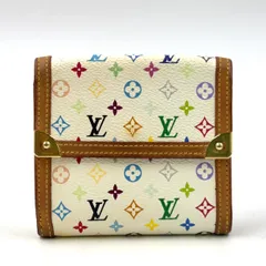 LOUIS VUITTON ポルトモネビエカルトクレディ モノグラムマルチカラー モノグラムマルチカラー ブロン レザー×PVC ホワイト Wホック財布 ゴールド M92983