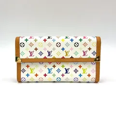 LOUIS VUITTON ポルトトレゾール インターナショナル モノグラムマルチカラー モノグラムマルチカラー ブロン レザー×PVC ホワイト 三つ折り長財布 ゴールド M92659