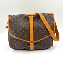 LOUIS VUITTON ソミュール35 モノグラム モノグラム レザー×PVC ブラウン ショルダーバッグ ゴールド M42254 