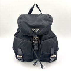 PRADA(プラダ) 三角ロゴプレート バックパック ブルー ナイロン レザー