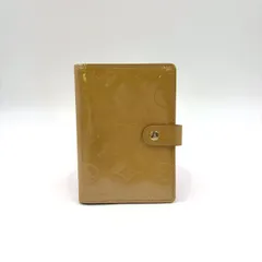 LOUIS VUITTON モノグラムヴェルニ  アジェンダPM エナメルレザー ベージュ 手帳カバー ゴールド R21009