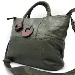 【美品】IBIZA イビザ 2WAY ショルダーバッグ ハンドバッグ レザー カーキ