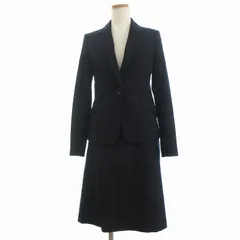 グリーンレーベルリラクシング ユナイテッドアローズ green label relaxing 美品 スーツ セットアップ ストライプ テーラードジャケット スカート 膝丈 上下サイズ違い 38 40 紺 ネイビー ■FF