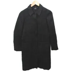 ジルサンダー JIL SANDER NAVY ステンカラーコート ロング丈 スナップボタン 比翼 32 黒 ブラック IBO85のサムネイル