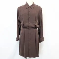 【中古】[印象AB] J.PRESS ジェイプレス シャツワンピース レディース [B83-87/H90-94/T158-164] ダークブラウン ポリノジック100% 裏地無し 長袖 無地のサムネイル