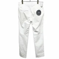 【新品/訳アリ】[印象NB] KAPPA GOLF カッパ ゴルフ パンツ メンズ L ホワイト 白×紺 ポリエステル100% ジップフライ ウエスト裏に千鳥格子柄 ロゴプリント Dリング ストレートのサムネイル