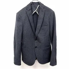 古着 ZARA MAN ザラマン 36 メンズ テーラードジャケット 裏地は袖裏のみ エルボーパッチ 2つボタン留め 長袖 綿×ポリ ヘザーネイビー 杢紺