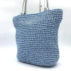 【美品】AMACA アマカ 編み込み かごバッグ カゴ トートバッグ 水色のサムネイル