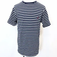 古着 カンゴール KANGOL 半袖Tシャツ カットソー トップス ボーダー柄 丸首 クルーネック ロゴ刺繍 綿100% L ネイビーなど 紺など メンズ 男性