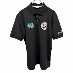 古着 フィラ ゴルフ ポロシャツ ストレッチ 半袖 刺繍 英字 数字 ポケット無し ポリエステル×ポリウレタン L ブラック 黒×緑 メンズ