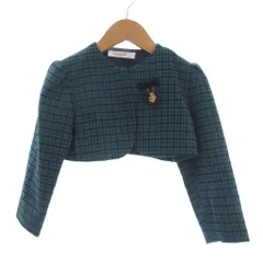 ファミリア Familiar ジャケット ブレザー 長袖 ウール混 リボン クマ チェック 青緑 ブルー系 110cm ■GY35