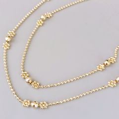 ピンクゴールド 2連 ステーション チェーン ネックレス k18PG - メルカリ
