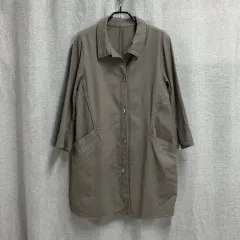 66-77 レディース リネン 麻 7分 ロング ジャケット