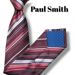 Paul Smith ポールスミス ネクタイ レジメンタルストライプ マルチカラー シルク100% ボルドー系 メンズ