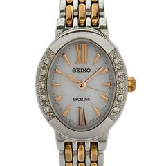 稼働】SEIKO エクセリーヌ ダイヤベゼル ソーラー腕時計 コンビ V117