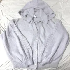 ジェラートピケ ウサミミ ケーブル カーディガン ライトグレー